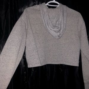H&M LIGHT GREY CROPPED HOODIE